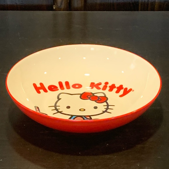 Hello Kitty with Milk Bottle and Goldfish Bowl 9” Ceramic Dinner Bowl - Picture 4 of 8